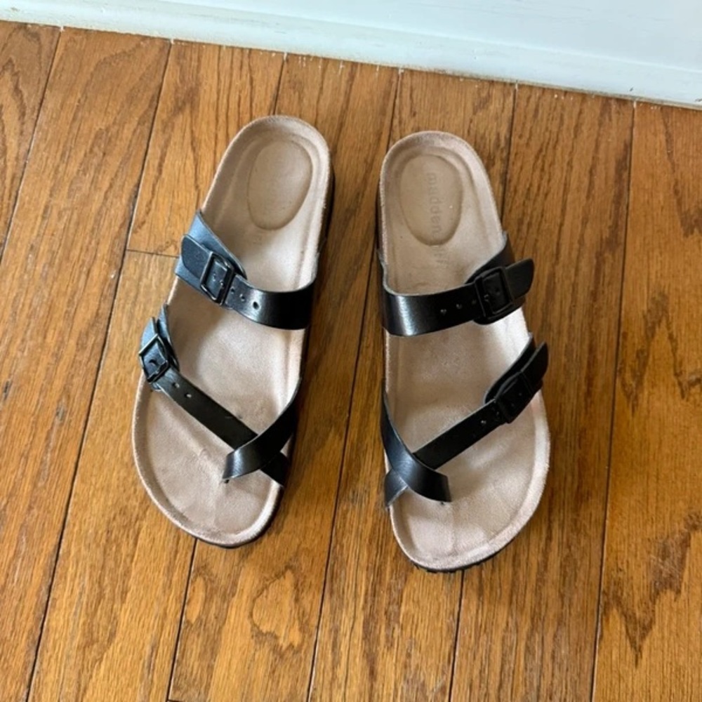 Madden Girl Black Double Strap Sandals
